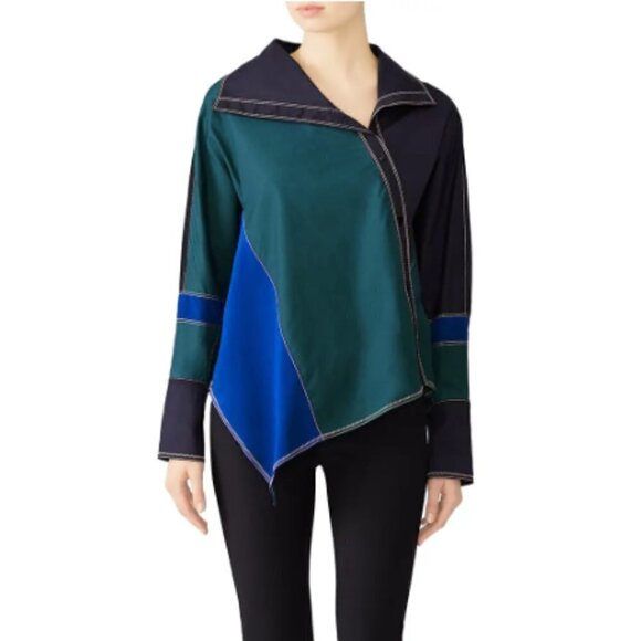 Peter Pilotto Asymmetric Color Block Button Down Shirt sz 10 - Picture 1 of 6